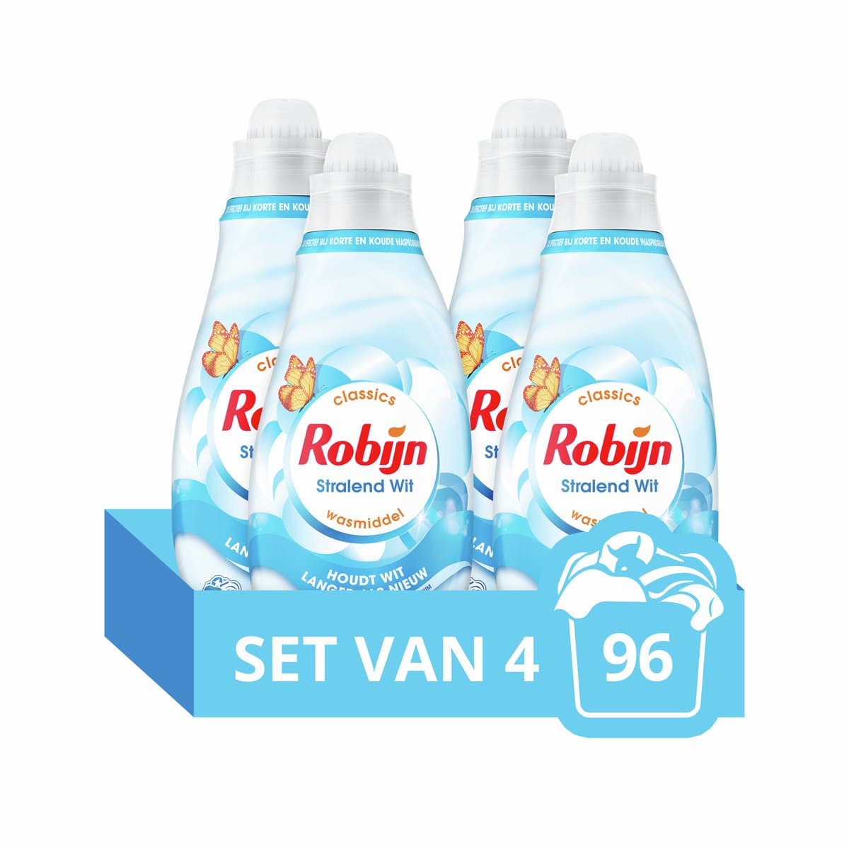 Robijn - Vloeibaar Wasmiddel - Klein & Krachtig - Stralend Wit - 4 flessen - 96 wasbeurten — afbeelding 1