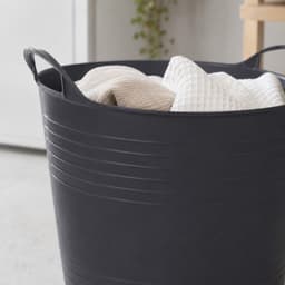 Flexibele kuip - zwart - 40 liter - met handvatten - 45 cm - kunststof - emmer - wasmand — thumbnail 2