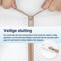 XL‑waszakken, set van 2 stuks extra‑grote wasnetten, met ritssluiting en beschermflap, supersterk anti‑scheur mesh‑materiaal voor wasgoed. — thumbnail 3