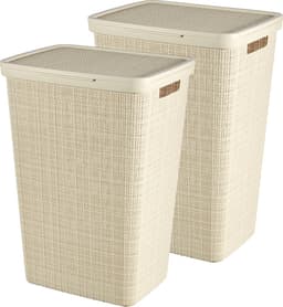 Curver Jute Wasmand met deksel 58L - 2 stuks - Gebroken Wit — thumbnail 1