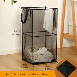 2 Stuks Opvouwbare wasmand met handgrepen, mesh, pop-up opvouwbare wasmand, opbergmand voor thuis, organizer, slaapkamer, reizen — thumbnail 3