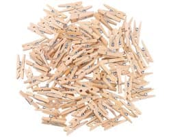 EXCITAT Wasknijpers - Kleine houten wasknijpers - Decoratieve mini wasknijpers - voor foto's, fotowanden, ansichtkaarten en brieven - 2,5 cm - 100 stuks