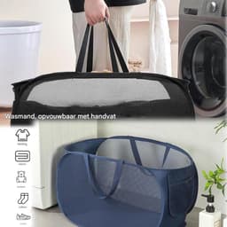 EXCITAT 2 stuks - Opvouwbare wasmand - Opvouwbaar - Wasmand met rooster - Geschikt voor kleine appartementen, slaapzalen, hotels, campings - 58*36*36cm — thumbnail 2