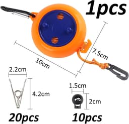 Uittrekbare Campingwaslijn - 10 meter - Oranje - Duurzaam materiaal — thumbnail 4