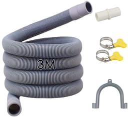 EXCITAT Afvoerslang voor wasmachine - Afvoerverlenging - Universele afvoerverlengset - met afvoeraansluiting en 2 klemmen - Geschikt voor wasmachines, vaatwassers en drogers - 3 m — thumbnail 1