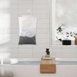Premium - Duurzame waszak om op te hangen aan de deur - Mesh-polyester - Zelfklevende haken - Slaapkamerkasten - Deuren - Muren - Reizen - Wit - Zwart. — thumbnail 5