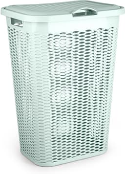 Plasticforte Wasmand Ventilation - met deksel - groen - kunststof - 51 liter - 43 x 35 x 61 cm - Badkamer - Wasgoed - Nieuw design - Zeer stevig — thumbnail 1