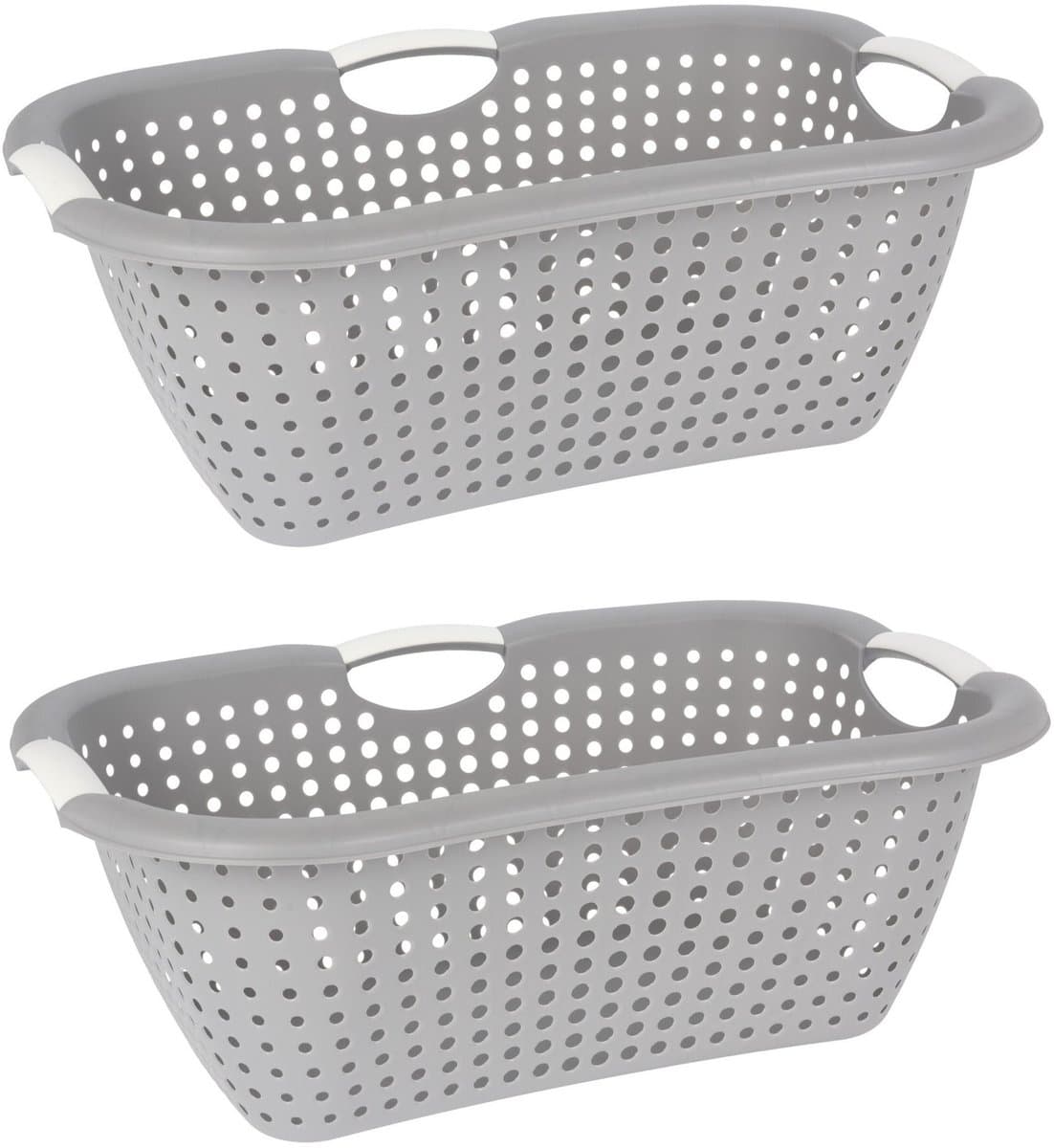 Storage Solutions wasmand - 2x - grijs - 26 liter - kunststof - 40 x 60 x 22 cm - Draagwasmand - met handvatten — afbeelding 1