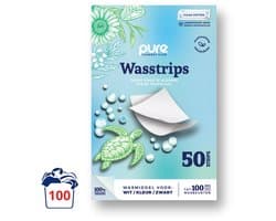 Pure Laundry Club Wasstrips - Clean Cotton - 100 Wasbeurten - Krachtige Reiniging - Plasticvrij Wasmiddel - Wasmiddeldoekjes voor Wit, Kleur & Zwart