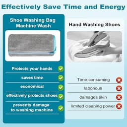 2-Pack schoenwaszakken - schoenreinigingszakken - schoenwaszakken - met onzichtbare rits - machinewasbaar - herbruikbaar - 360 graden pluisreiniging - voor sneakers- tennisschoenen en schoenen (grijs) — thumbnail 3