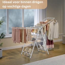 DailySupplies® Droogmolen met Voet voor Camping & Thuis - Wasrek Staand - Droogrek Inklapbaar - Wit — thumbnail 3