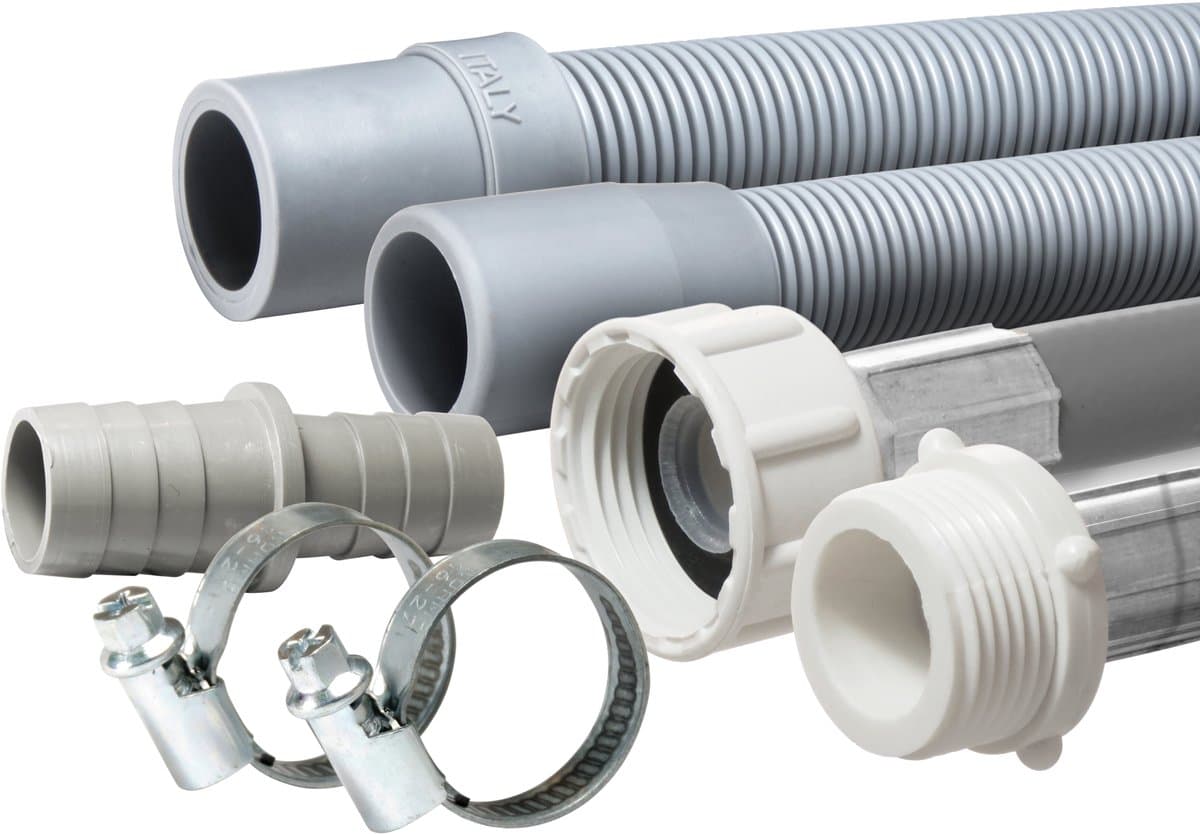 2,5m Dparts aanvoerslang en afvoerslang verlengset - 19 x 21 mm - 3/4" - wasmachine en vaatwasser afvoer en toevoer slang verlengen - waterslang verlengslang - wasmachineslang koppelstuk met slangklemmen — afbeelding 1