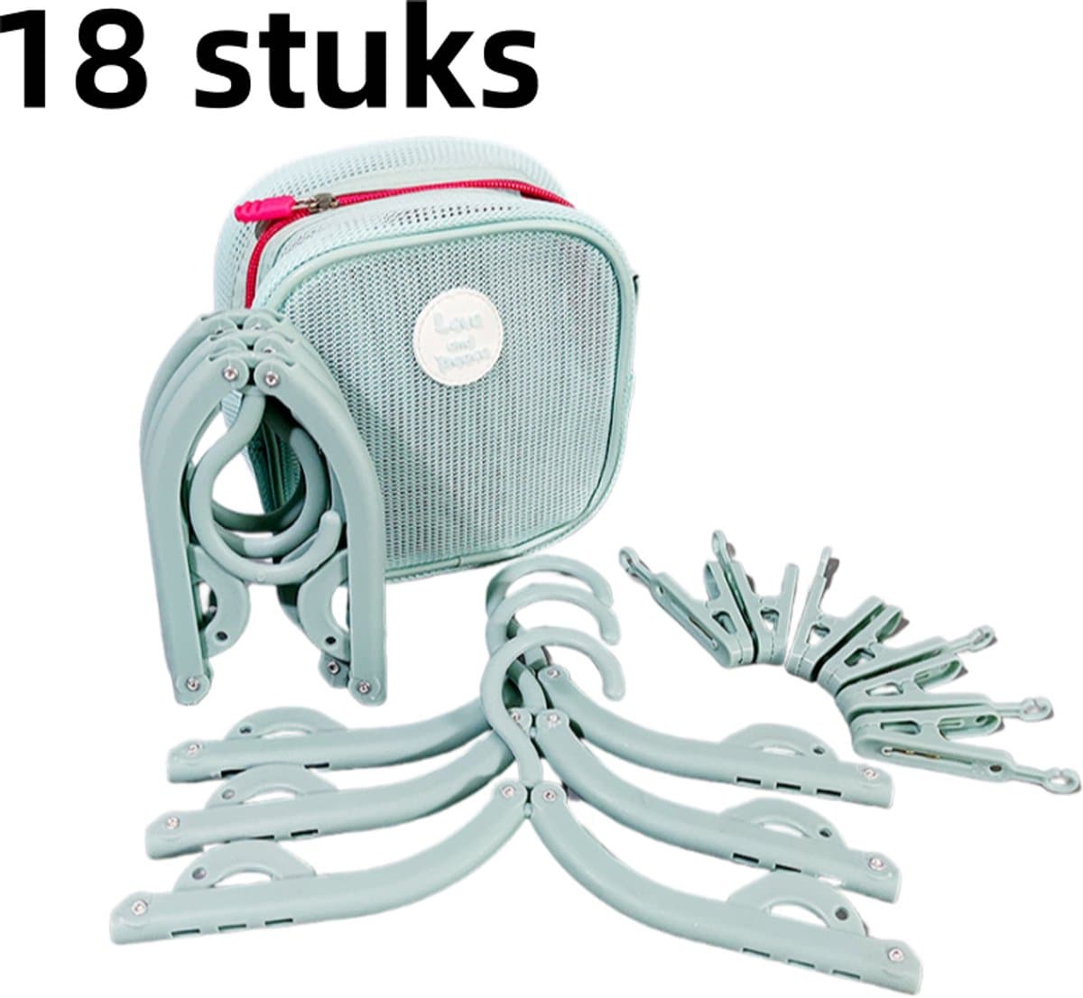 18 stuks - Opvouwbare kledinghanger - Opvouwbare reiskledinghanger met opbergtas - Draagbaar droogrek voor kleding op reis voor zakenreizen, studentenhuizen, thuisgebruik - Blauw — afbeelding 1