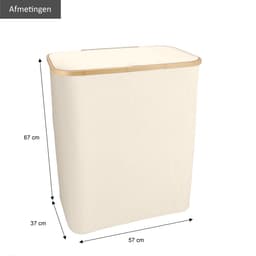 KROMS Wasmand 3 vakken - Beige - Inclusief NL & ENG labels - Wassorteerder bamboe - Laundry basket - Wasmand met deksel - 145 L — thumbnail 3