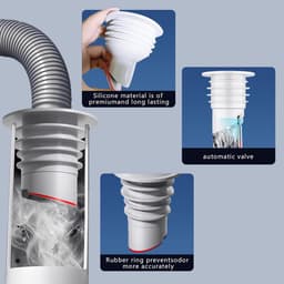 Afvoerplug wasmachine - Rfdichtring - toepasbare buisbinnendiameter 45-50 mm - Aftapplug - Rioolafdichtingen - Afvoerplug afdekking vloer - afvoerbuis afdichting - anti-geur afvoerafdichting - met deksel - voor thuis, keuken en badkamer - grijs — thumbnail 3