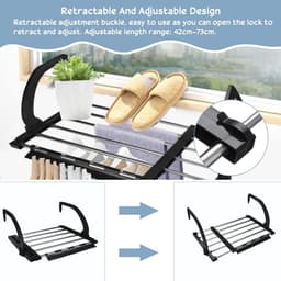 Express Droger Hangende Droger Roestvrij Staal Metalen Uitschuifbare 42-73cm Radiator Droger Opvouwbare Wasdrogers Balkon Droogrek voor het Drogen van Wasgoed Natte Kleding — thumbnail 2