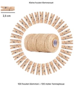 Set van 100 Mini Houten Wasknijpers – 2,5 cm DIY Clips voor Foto’s, Cadeauzakjes en Creatieve Projecten — thumbnail 5