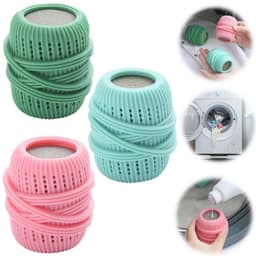 3 stuks wasballen - wasverzachter - anti-klit reinigingsbal -vlekverwijderaars voor kleding - elastische wasbal - herbruikbaar - geschikt voor wasmachine en droger (4,5*7cm - blauw, roze, groen) — thumbnail 1
