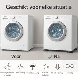 Trillingsdempers voor Wasmachine & Droger – Zwart - 4 Stuks - Anti-vibratie - Geluids- & Schokdempend - Universeel Formaat — thumbnail 5