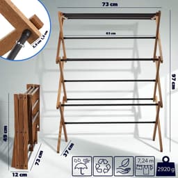 Ferrara houten staande droger met stalen stangen 60 cm voor auto's. montage — thumbnail 2