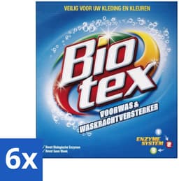 6 x Biotex - Voorwas & Waskrachtversterker - Waspoeder - Witte en Gekleurde Was - 50 Wasbeurten - Waspoeder - Vlekkenverwijderaar - Biologisch Wasmiddel - Wasversterker - Biotex — thumbnail 1