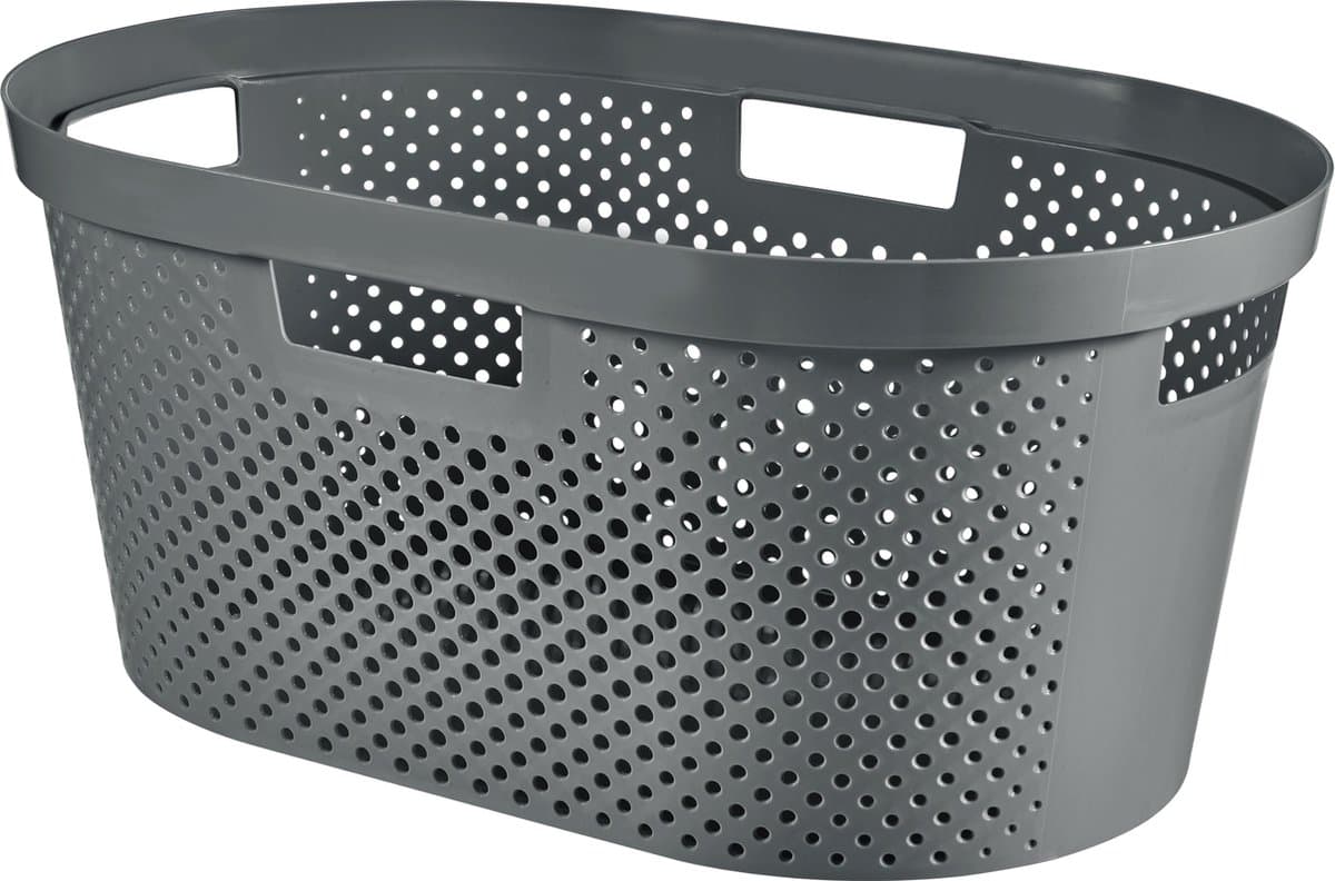 Curver Infinity Recycled wasmand dots - 40 liter - 100% recycled - Donkergrijs — afbeelding 1