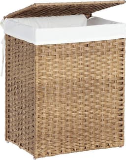 MIRA Home - Handgeweven wasmand - Wassorteerder - Verwijderbare voeringzak - Licht bruin - 68x52.6x7.2 — thumbnail 1