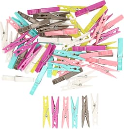 Wasknijpers set - 50 stuks - gekleurd - kunststof - 7 cm - was ophangen — thumbnail 1