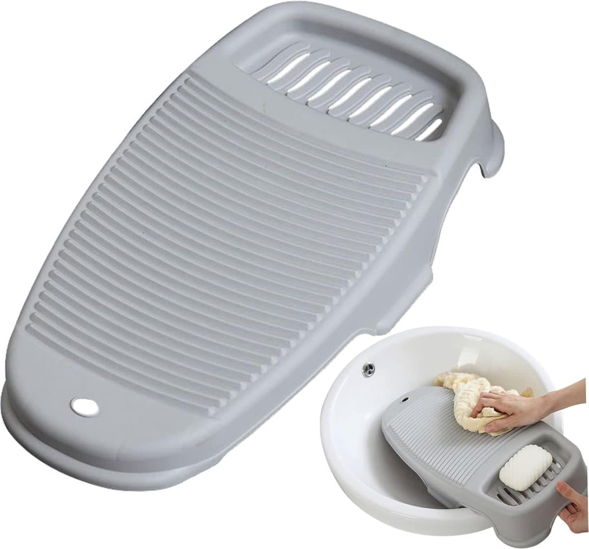 Wasbord - Mini-Handwasbord - Ondergoed Washboard - Washboard Voor Kinderen - Antislip - Huishoudelijk Gebruik Voor Studenten - Gebruikt Om Kleding En Kleine Artikelen - Met De Hand Te Wassen - Perfect Voor Kleding En Sokken Wassen - Kunststof - Grijs — afbeelding 1