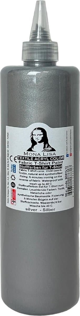 Südor Textielverf 500 ml, zilver.Wasbestendige textielverf voor lichte stoffen. Wasmachinebestendig, wasbestendig. Fixatie door strijken — afbeelding 1