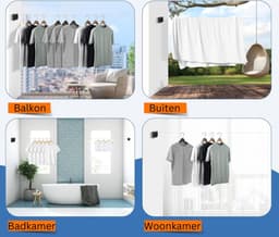 ApexArte® Waslijn Uittrekbaar - Wanddroogrek - Wasdraad - Zwart — thumbnail 3