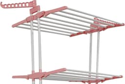 Ruimtebesparend Inklapbaar Droogrek met Grote Capaciteit - Staal en ABS - Roze en Wit — thumbnail 5