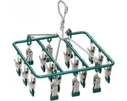 Sokkendroger - Wasknijpers - 18 knijpers - Rechthoek - Sokkenhanger - Sokken droogrek - Droogrek - Wasrek - Droogcarrousel - Droogcarrousel met knijpers - Sokken - Ondergoed - Bh’s