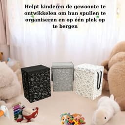 Lexorion Opbergmand - Opbergmand - Speelgoedmand Kinderen - Opbergmand met deksel - Opbergmanden - Opbergmand kinderkamer - Opbergmand speelgoed - Wasmand Opvouwbaar - Stijlvolle Kledingmand - 57L Wasmand - Zwart — thumbnail 5