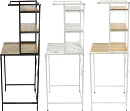 Wasmachinerek - Opbergrek Badkamer - Ruimte Besparen - 3 Gelaagde Plank - 69x60x176.5 CM - Wit Marmer — thumbnail 3