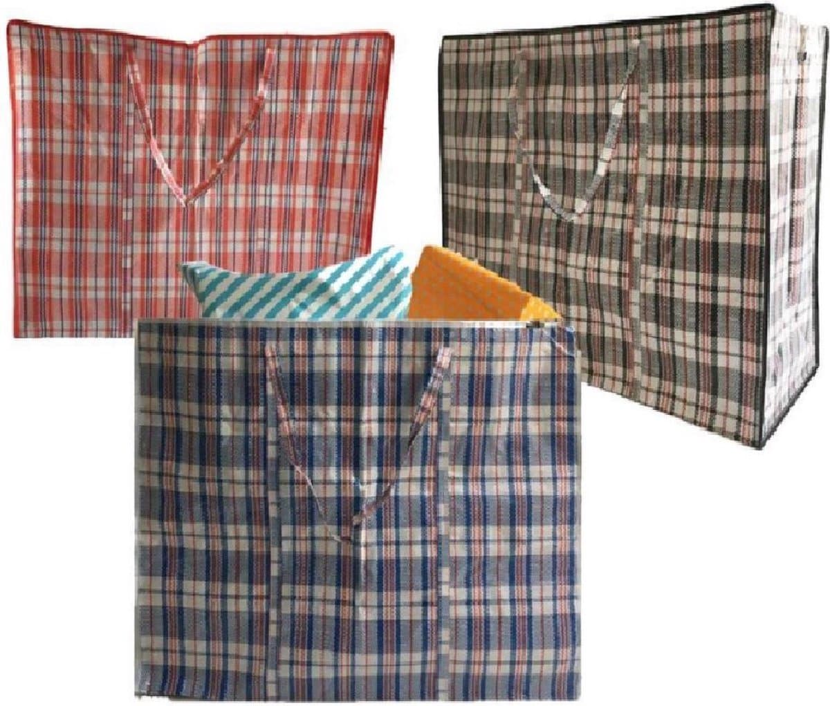 Waszak JUMBO 70x60x30cm met rits set van 2 - boodschappen tas — afbeelding 1