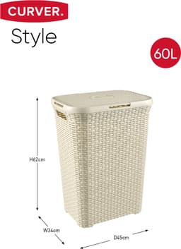 Curver Style Wasmand met Deksel - 60L - 2 stuks - Wit — thumbnail 2