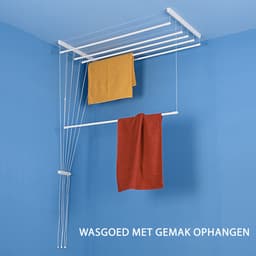 Premier Linens Plafond Droogrek Hangend 6 stangen van 110cm – Droogrek balkon – Wasrek hangend - Ruimtebesparend — thumbnail 2