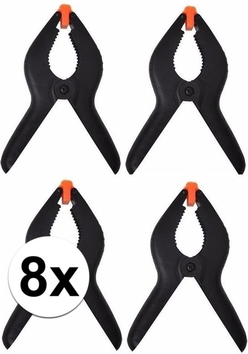 Grote zwarte kunststof handdoeken/badlaken knijpers 8 stuks - outdoor en vakantie zomerartikelen — afbeelding 1