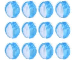 Wasmachineballen 12 stuks - blauw - herbruikbaar - voor het verwijderen van dierenhaar - ShopVlot