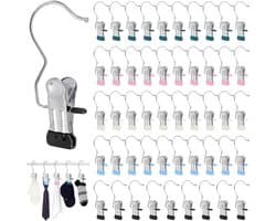 Wasknijpers Roestvrij Staal - Kledinghangers Clips - Kleding Drogen - Antislip Zonder Afdrukken - 50 stuks - Meerkleurig
