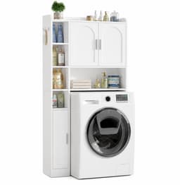 Home & Beyond® Wasmachinekast met 3 Deuren en 5 Open Vakken - Opbergkast voor Boven de Wasmachine - Wit — thumbnail 1