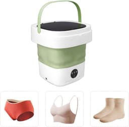 QORA® Camping Wasmachine - Mini Wasmachine - Wasmachines - Opvouwbare Kleine Wasmachine en Droger - 7,5L - met Afvoer - Groen - 30cm x 30cm x 33cm — thumbnail 2