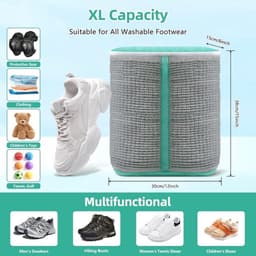 Waszak voor Schoenen en Sneakers XL met Extra Reinigingsvak en Versterkte Ritssluiting - Ideaal voor Wasmachine en Handwas, Grijs — thumbnail 3