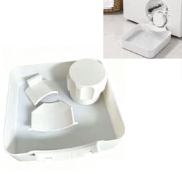 Wasmachine lekbak - Lekvrije lekbak - Lekbak met gebogen rand - afvoerbak - Onderhoudsaccessoires voor wasmachines - Inclusief lekbak, moer en deflector - 17,5 x 17,5 x 4 cm - Geschikt voor kelders, woningen en campers - Wit — thumbnail 1