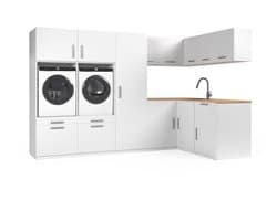 Wasophoogte® Wasmachine Kast Valencia - Wasmachine verhoger - Wasmachine ombouw - 700(D)*3330(B)*2110(H) mm - Wit