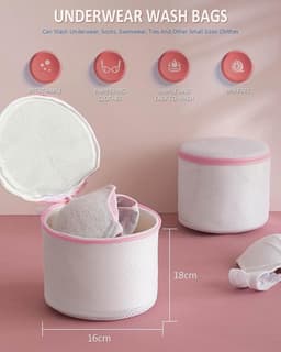 3 stuks - Bh Waszakken - Lingerie waszak voor dames - Wasbeschermer voor bh's in de wasmachine - Waszak van mesh - Waszak - Vormvast - Herbruikbaar - Met ritssluiting - Kledingbescherming - Geschikt voor bh's, ondergoed en sokken - Roze — thumbnail 4