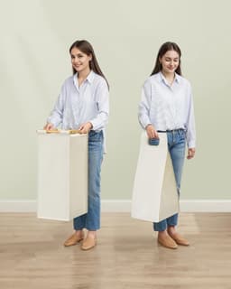 Hoppa! Wasmand - Crème Wit - Bamboe, Oxford-Doek - 63 x 33 x 78 cm (B x D x H) — thumbnail 3
