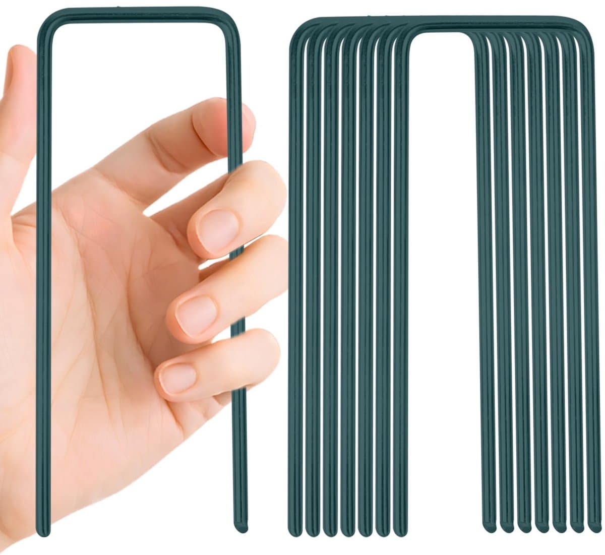 50 stuks grondankers, vloeranker, 150 x 30 x 3 mm, U-vormige tuinharingen, stabiel, bevestigingsanker, grondhaken, tuinharingen, grondnagels, stabiel voor kunstgras, tuinvlies, gazonrooster, omheining — afbeelding 1
