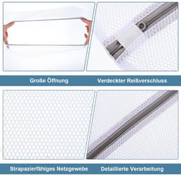 Wasnet, groot, herbruikbaar wasnet voor wasmachine, grote waszak, wasmachine met ritssluiting, voor overhemden, truien, mantels en broeken (XL 50 x 60 cm, XXL, 60 x 80 cm) — thumbnail 2